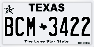 TX license plate BCM3422