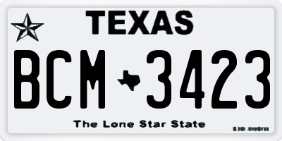 TX license plate BCM3423