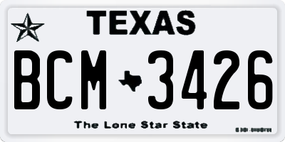 TX license plate BCM3426