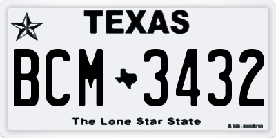 TX license plate BCM3432