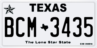 TX license plate BCM3435