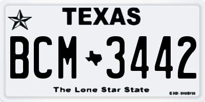 TX license plate BCM3442