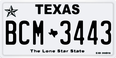 TX license plate BCM3443