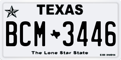 TX license plate BCM3446