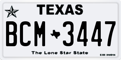 TX license plate BCM3447