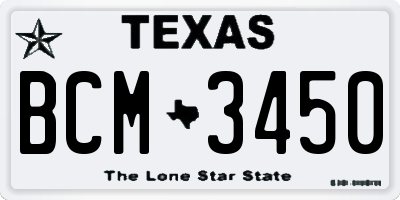 TX license plate BCM3450