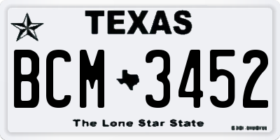 TX license plate BCM3452