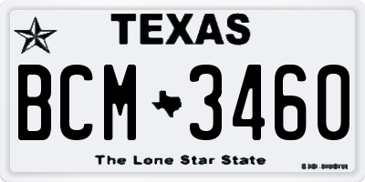 TX license plate BCM3460