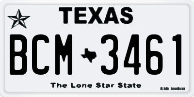 TX license plate BCM3461