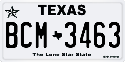TX license plate BCM3463