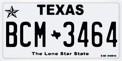 TX license plate BCM3464