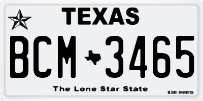 TX license plate BCM3465