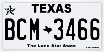 TX license plate BCM3466