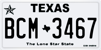 TX license plate BCM3467
