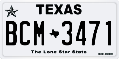 TX license plate BCM3471