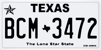 TX license plate BCM3472