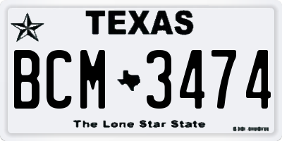 TX license plate BCM3474