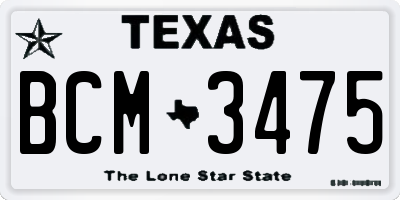 TX license plate BCM3475