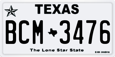 TX license plate BCM3476