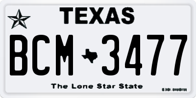 TX license plate BCM3477