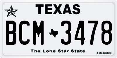 TX license plate BCM3478
