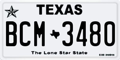 TX license plate BCM3480