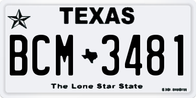 TX license plate BCM3481