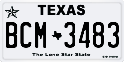 TX license plate BCM3483