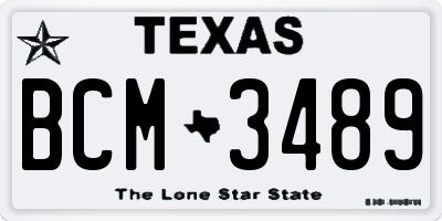 TX license plate BCM3489