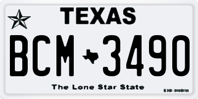 TX license plate BCM3490