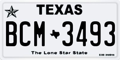 TX license plate BCM3493