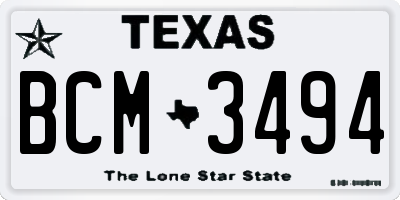 TX license plate BCM3494