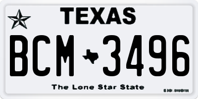 TX license plate BCM3496