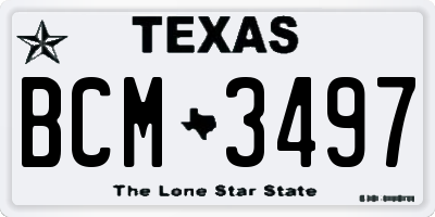 TX license plate BCM3497