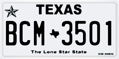 TX license plate BCM3501