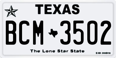 TX license plate BCM3502
