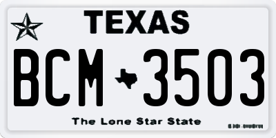 TX license plate BCM3503