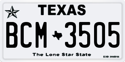 TX license plate BCM3505