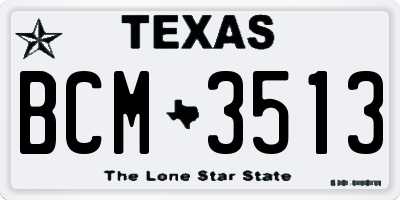 TX license plate BCM3513