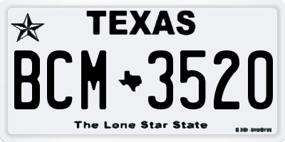 TX license plate BCM3520