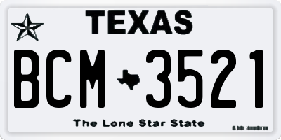 TX license plate BCM3521