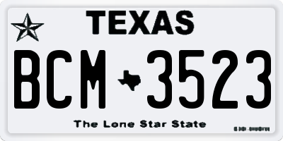 TX license plate BCM3523