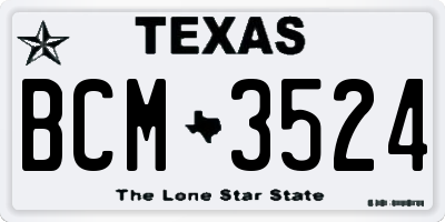 TX license plate BCM3524