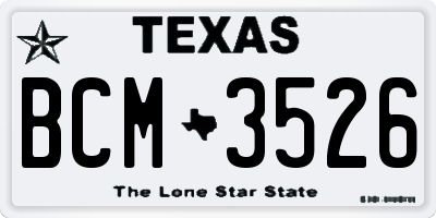 TX license plate BCM3526