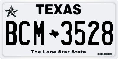 TX license plate BCM3528