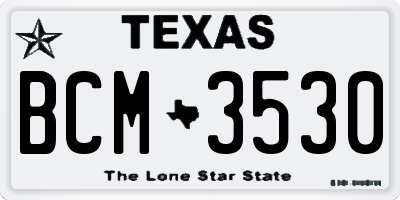 TX license plate BCM3530