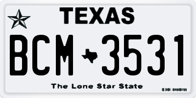 TX license plate BCM3531