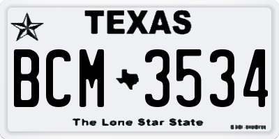 TX license plate BCM3534