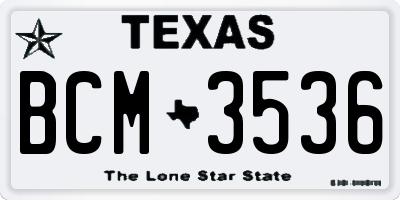 TX license plate BCM3536