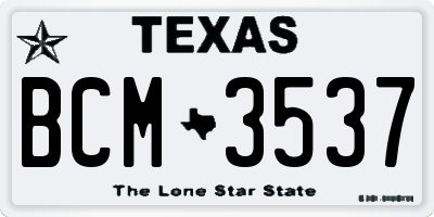 TX license plate BCM3537